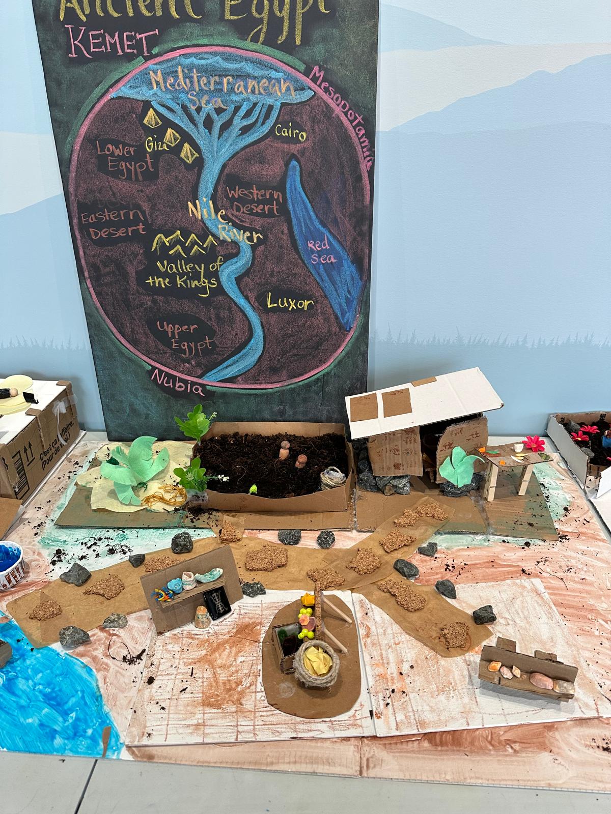 Student history project work on display